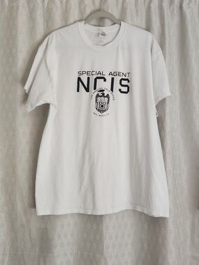 NCIS Special Agent White Tee with Black Label Print